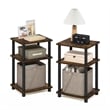 Furinno JUST 3-Tier Turn-N-Tube End Table in 2-Pack in Amber Pine/Black