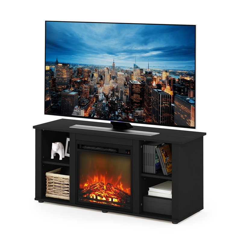 furinno jensen tv stand with fireplace in americano