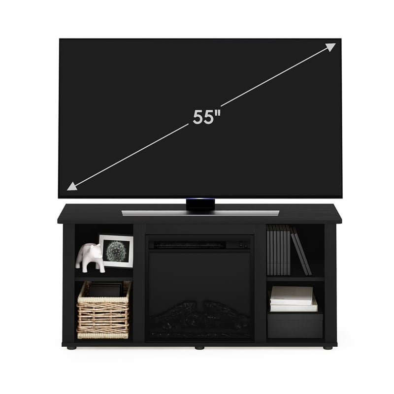 furinno jensen tv stand with fireplace in americano