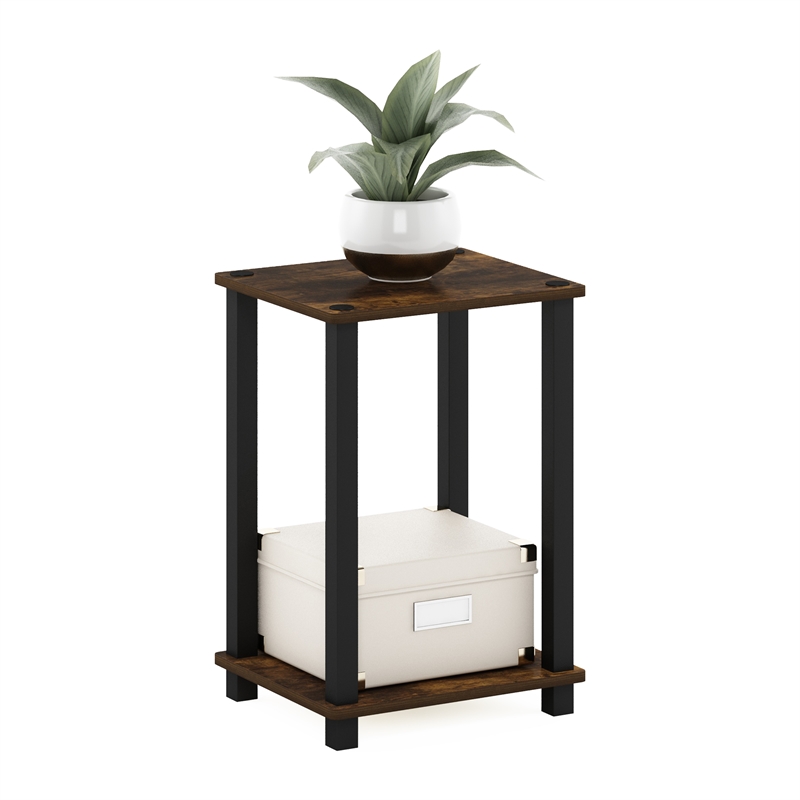 Furinno SIMPLISTIC End Table in Small in Amber Pine/Black