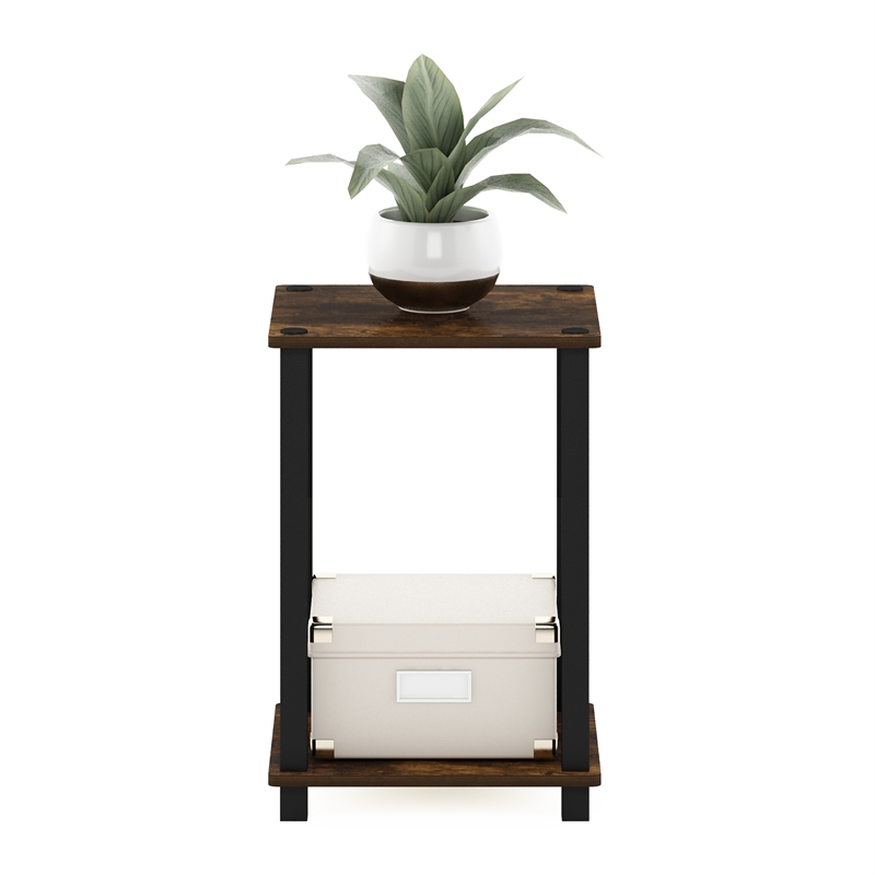 Furinno SIMPLISTIC End Table in Small in Amber Pine/Black