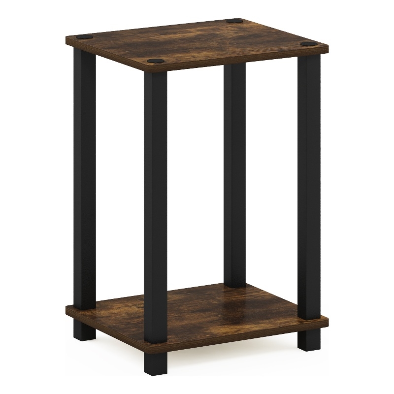 Furinno SIMPLISTIC End Table in Small in Amber Pine/Black