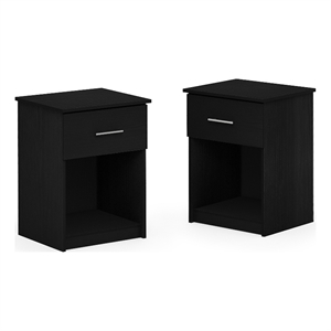 Furinno Tidur Nightstand with Handle with One Drawer in Set of 2 in Americano