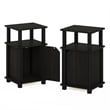 Furinno JUST 3-Tier End Table with Door Set of 2 in Espresso/Black
