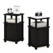 Furinno JUST 3-Tier End Table with Door Set of 2 in Espresso/Black