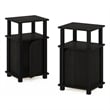 Furinno JUST 3-Tier End Table with Door Set of 2 in Espresso/Black