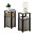 Furinno JUST 3-Tier End Table with Door Set of 2 in French Oak/Black