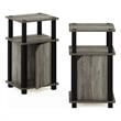 Furinno JUST 3-Tier End Table with Door Set of 2 in French Oak/Black