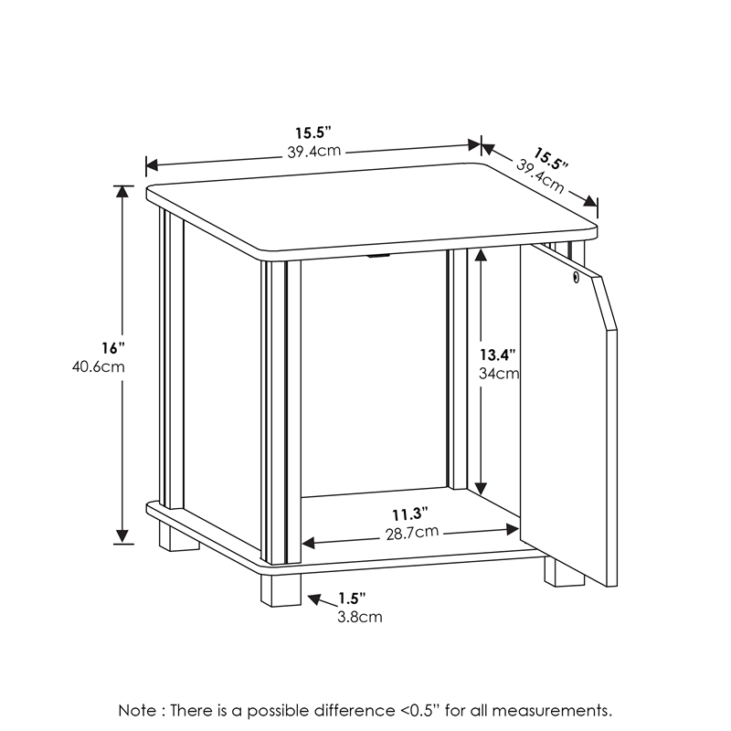 Furinno SIMPLISTIC End Table with Storage Set of 2 in Espresso/Black
