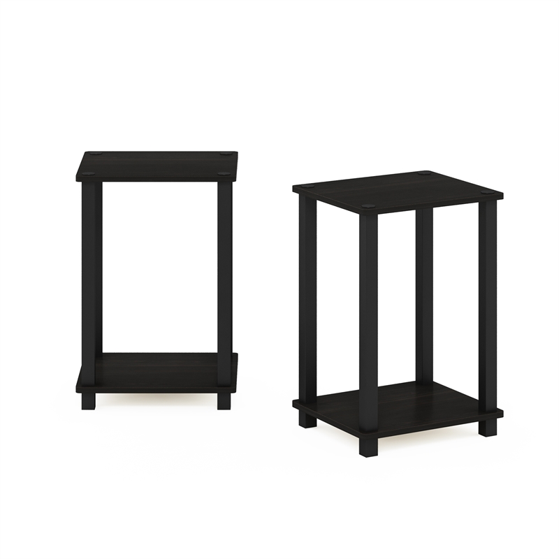 Furinno SIMPLISTIC End Table in Small in Set of 2 in Espresso/Black