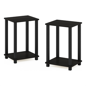 Furinno Simplistic End Table in Small in Set of 2 in Espresso/Black