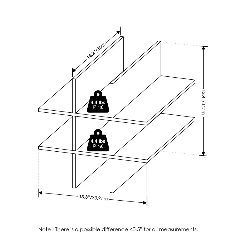 Furinno CUBICLE 9-Compartment Bottle Storage Cube Organizer Insert in Dark Oak