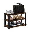 Furinno TURN-S-TUBE 3-Tier Shoe Rack in Amber Pine/Black