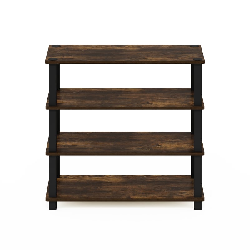 Furinno TURN-S-TUBE 4-Tier Shoe Rack in Amber Pine/Black