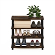 Furinno TURN-S-TUBE 4-Tier Shoe Rack in Amber Pine/Black