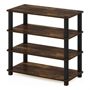 Furinno TURN-S-TUBE 4-Tier Shoe Rack in Amber Pine/Black