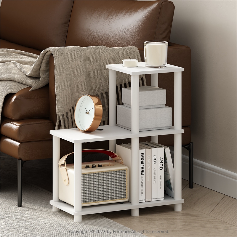 Furinno TURN-N-TUBE Accent Decorative Shelf in White/White