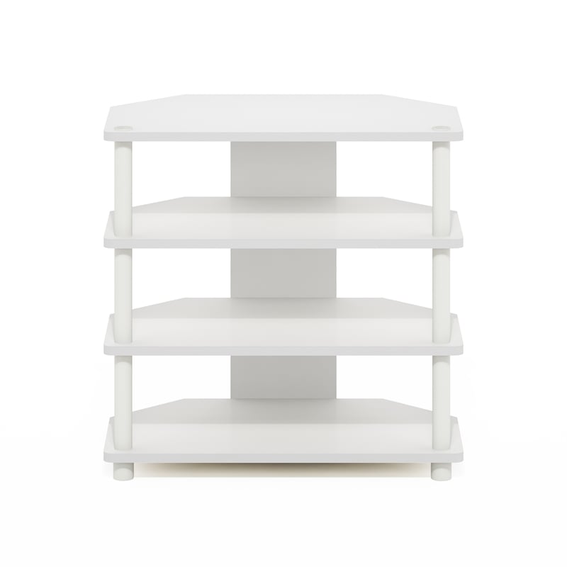 Furinno Econ Easy Assembly 4-Tier Petite TV Stand in White/White