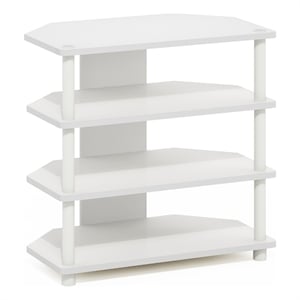 Furinno ECON Easy Assembly 4-Tier Petite TV Stand in White/White