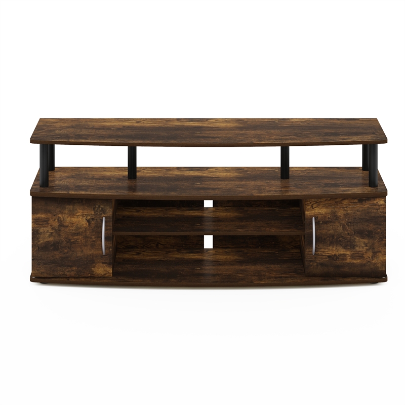 Furinno JAYA Large Entertainment Center Hold up to 55-IN TV in Amber Pine/Black