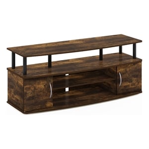 Furinno JAYA Large Entertainment Center Hold up to 55-IN TV in Amber Pine/Black