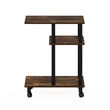 Furinno TURN-N-TUBE U Shape Sofa Side Table with Casters in Amber Pine/Black