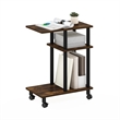 Furinno TURN-N-TUBE U Shape Sofa Side Table with Casters in Amber Pine/Black