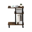 Furinno TURN-N-TUBE U Shape Sofa Side Table with Casters in Amber Pine/Black