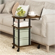 Furinno TURN-N-TUBE U Shape Sofa Side Table with Casters in Amber Pine/Black