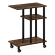 Furinno TURN-N-TUBE U Shape Sofa Side Table with Casters in Amber Pine/Black