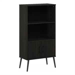 Furinno Claude Mid Century Style Accent Cabinet with Wood Legs in Espresso