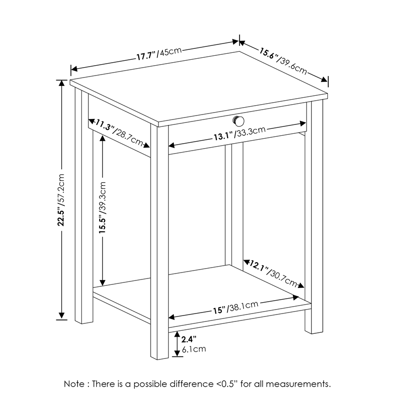 Furinno CLASSIC Side Table with Drawer in Americano