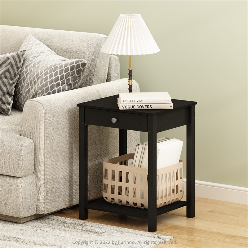 Furinno CLASSIC Side Table with Drawer in Americano