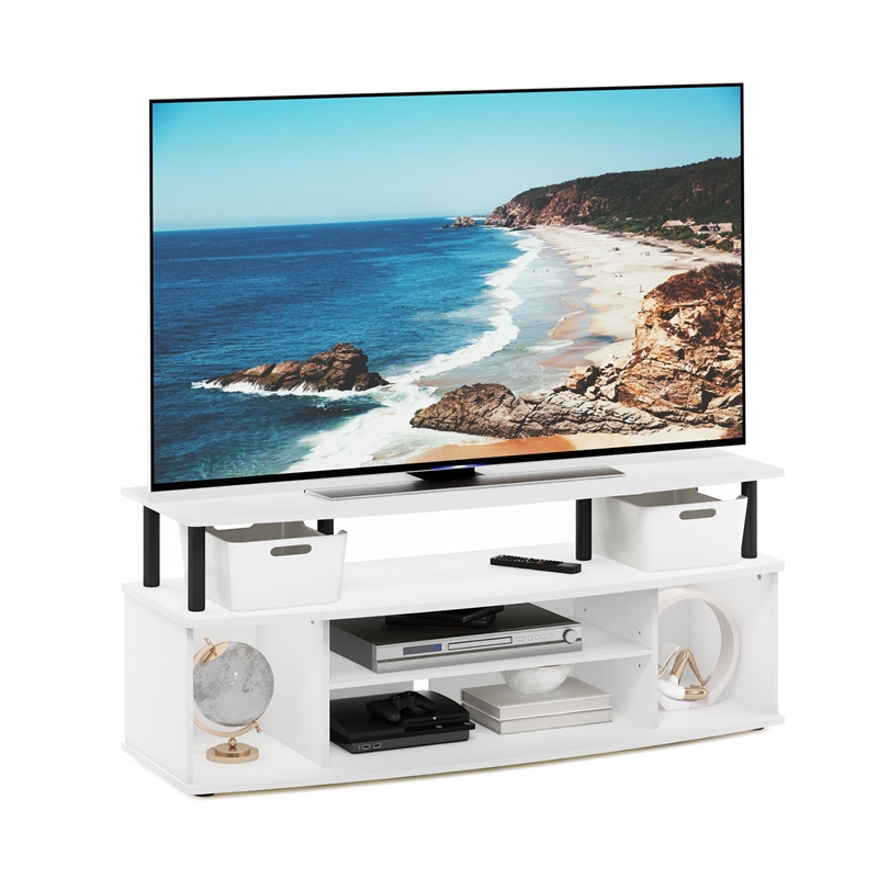Furinno JAYA Large Entertainment Center Hold up to 55-IN TV in White/Black