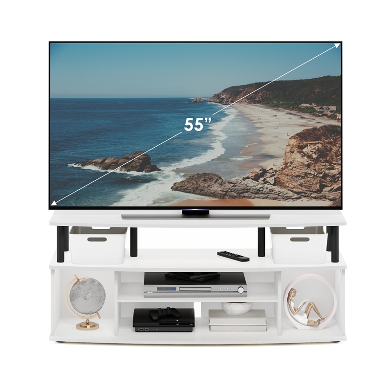 Furinno JAYA Large Entertainment Center Hold up to 55-IN TV in White/Black