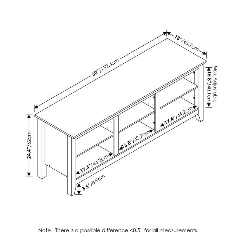 Furinno JENSEN TV Entertainment Center for TV up to 65 Inch in Americano