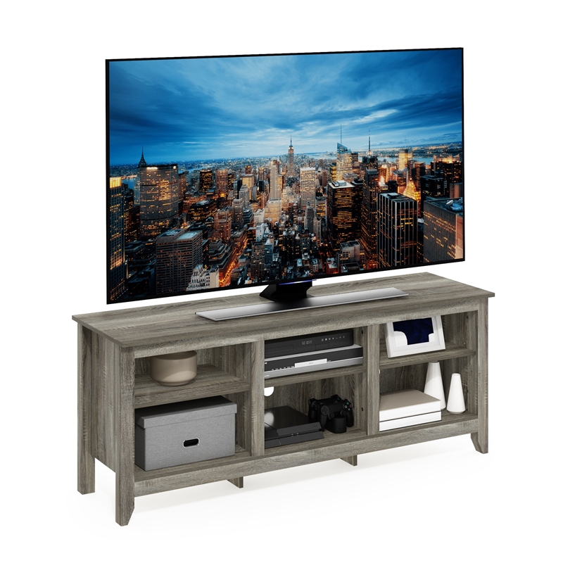 Furinno JENSEN TV Entertainment Center for TV up to 65 Inch in French Oak Grey