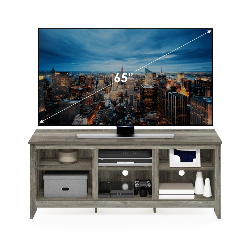 Furinno JENSEN TV Entertainment Center for TV up to 65 Inch in French Oak Grey