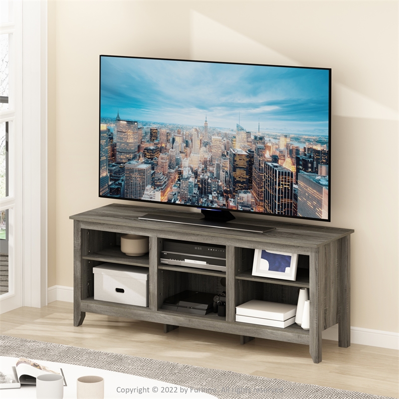 Furinno JENSEN TV Entertainment Center for TV up to 65 Inch in French Oak Grey