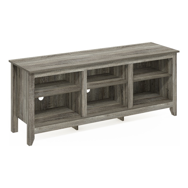 Furinno JENSEN TV Entertainment Center for TV up to 65 Inch in French Oak Grey