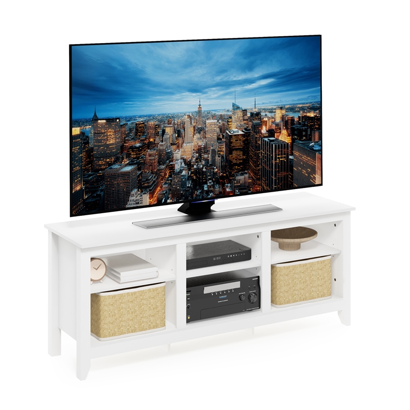 Furinno Jensen TV Entertainment Center for TV up to 65 Inch in Solid White