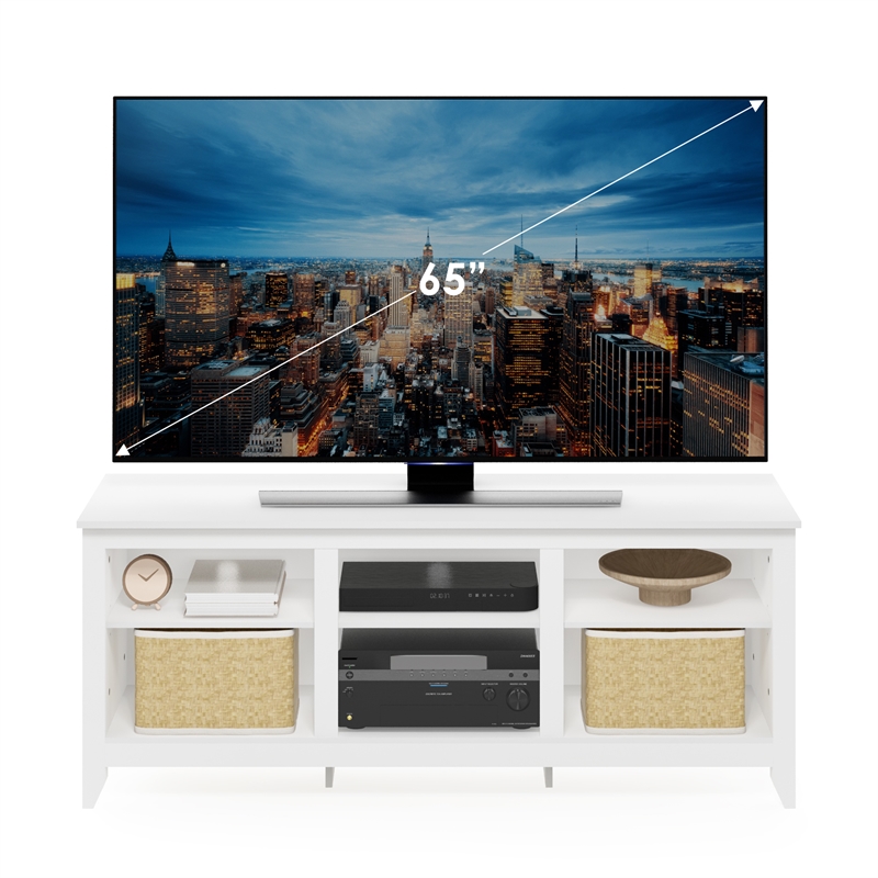 Furinno Jensen TV Entertainment Center for TV up to 65 Inch in Solid White
