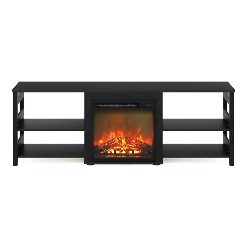 Furinno CLASSIC 70 Inch TV Stand with Fireplace in Americano