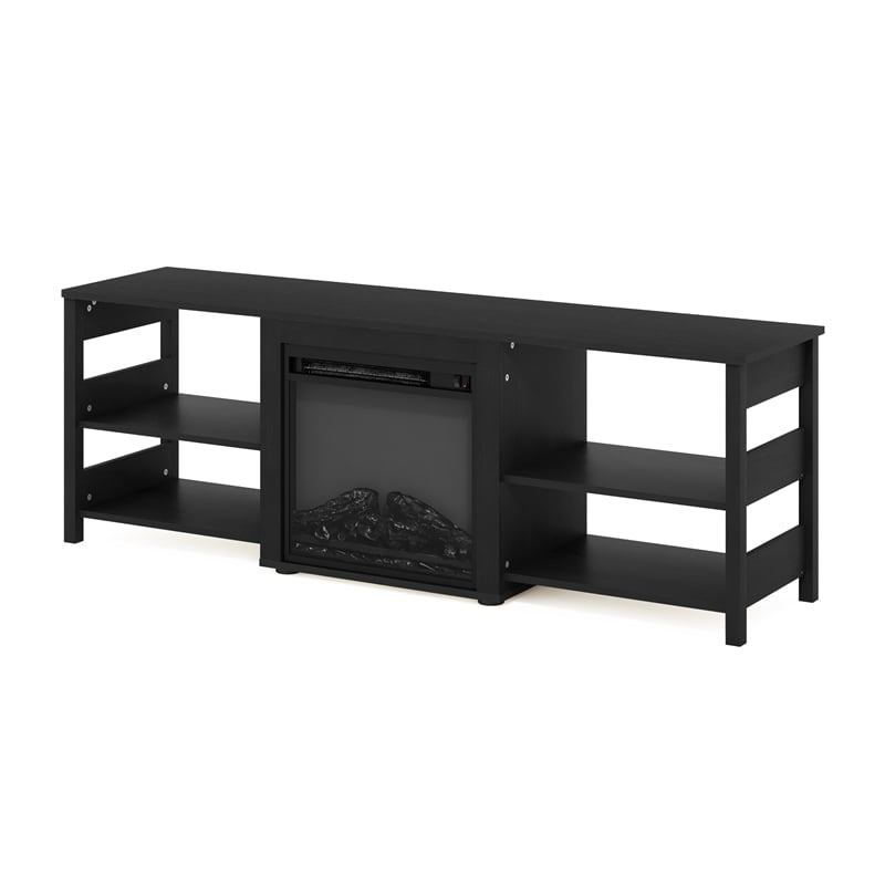 Furinno CLASSIC 70 Inch TV Stand with Fireplace in Americano