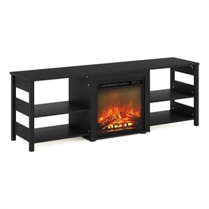 Furinno CLASSIC 70 Inch TV Stand with Fireplace in Americano