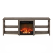 Furinno CLASSIC 70 Inch TV Stand with Fireplace in Rustic Oak