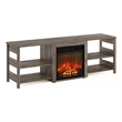 Furinno CLASSIC 70 Inch TV Stand with Fireplace in Rustic Oak