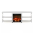 Furinno CLASSIC 70 Inch TV Stand with Fireplace in White Emboss