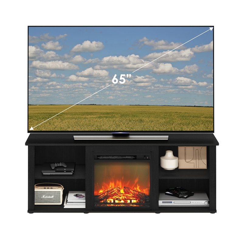 Furinno CLASSIC 60 Inch TV Stand with Fireplace in Americano