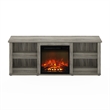 Furinno CLASSIC 60 Inch TV Stand with Fireplace in French Oak Grey